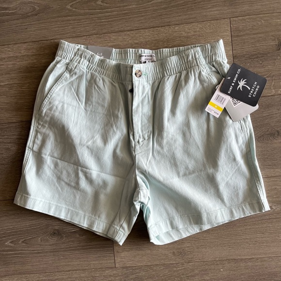 NWT Mens Surf and Swim Co Stretch Chino Shorts Size Medium Light Powder Blue. - Picture 4 of 9